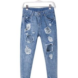 Distressed Ripped Holey Denim Jeans Plus NWT 16-18